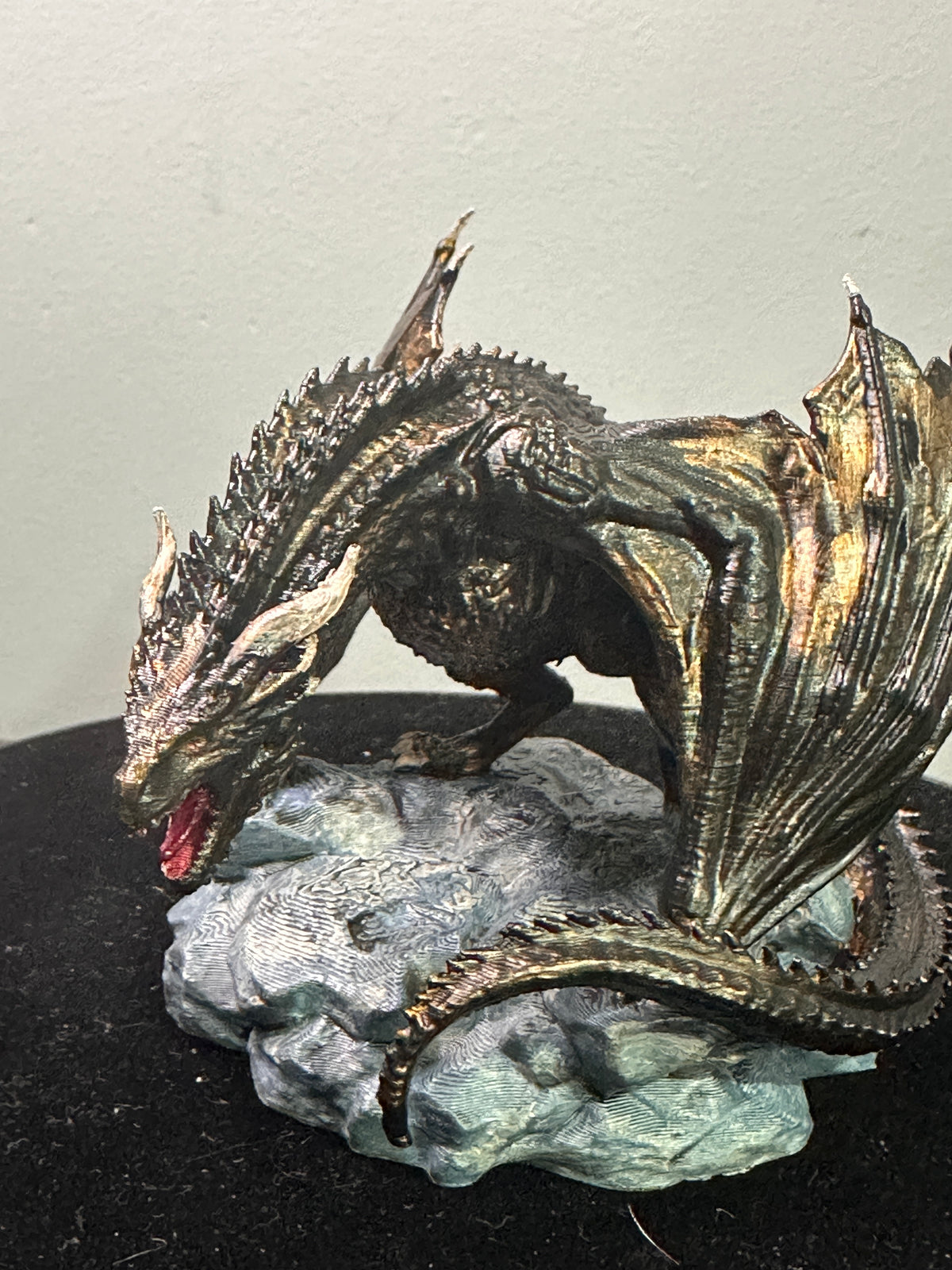 Ancient Bronze Dragon Miniature - Hand-Painted 3D Printed Tabletop Decor