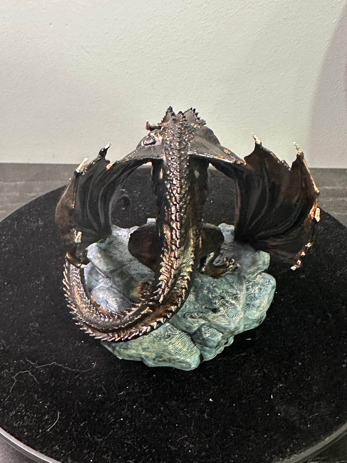 Ancient Bronze Dragon Miniature - Hand-Painted 3D Printed Tabletop Decor