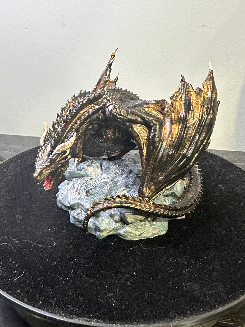 Ancient Bronze Dragon Miniature - Hand-Painted 3D Printed Tabletop Decor