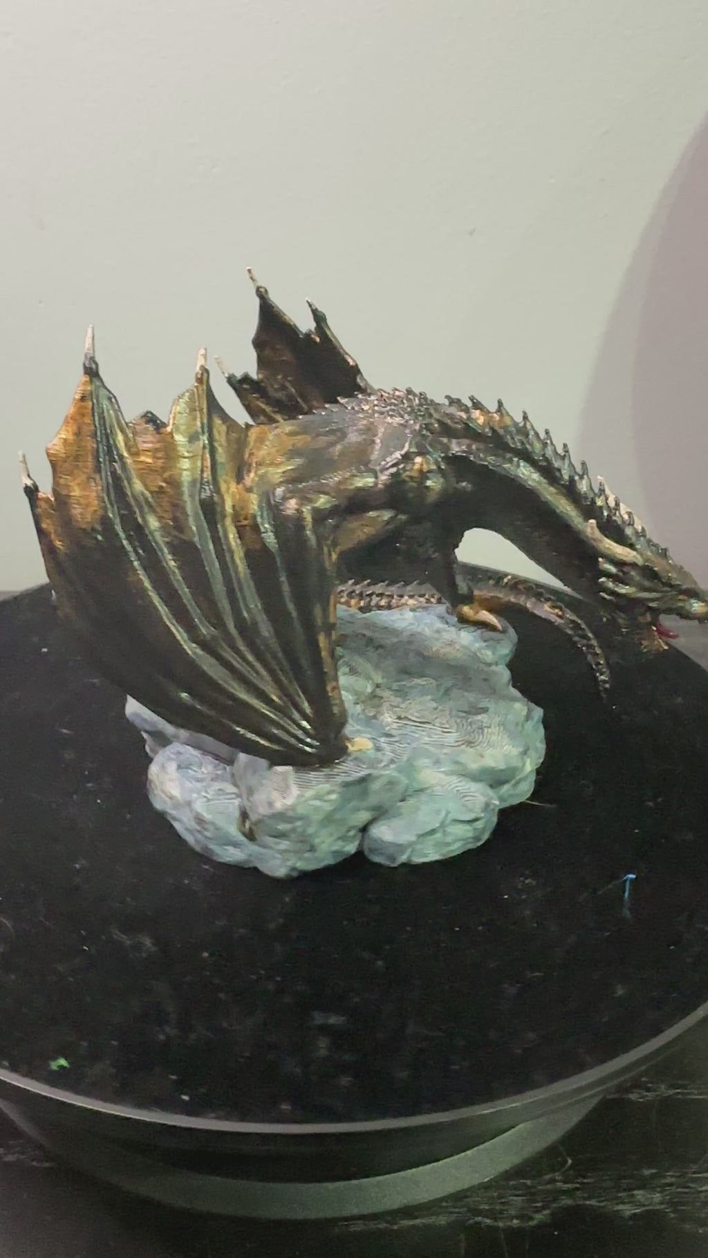 Ancient Bronze Dragon Miniature - Hand-Painted 3D Printed Tabletop Decor