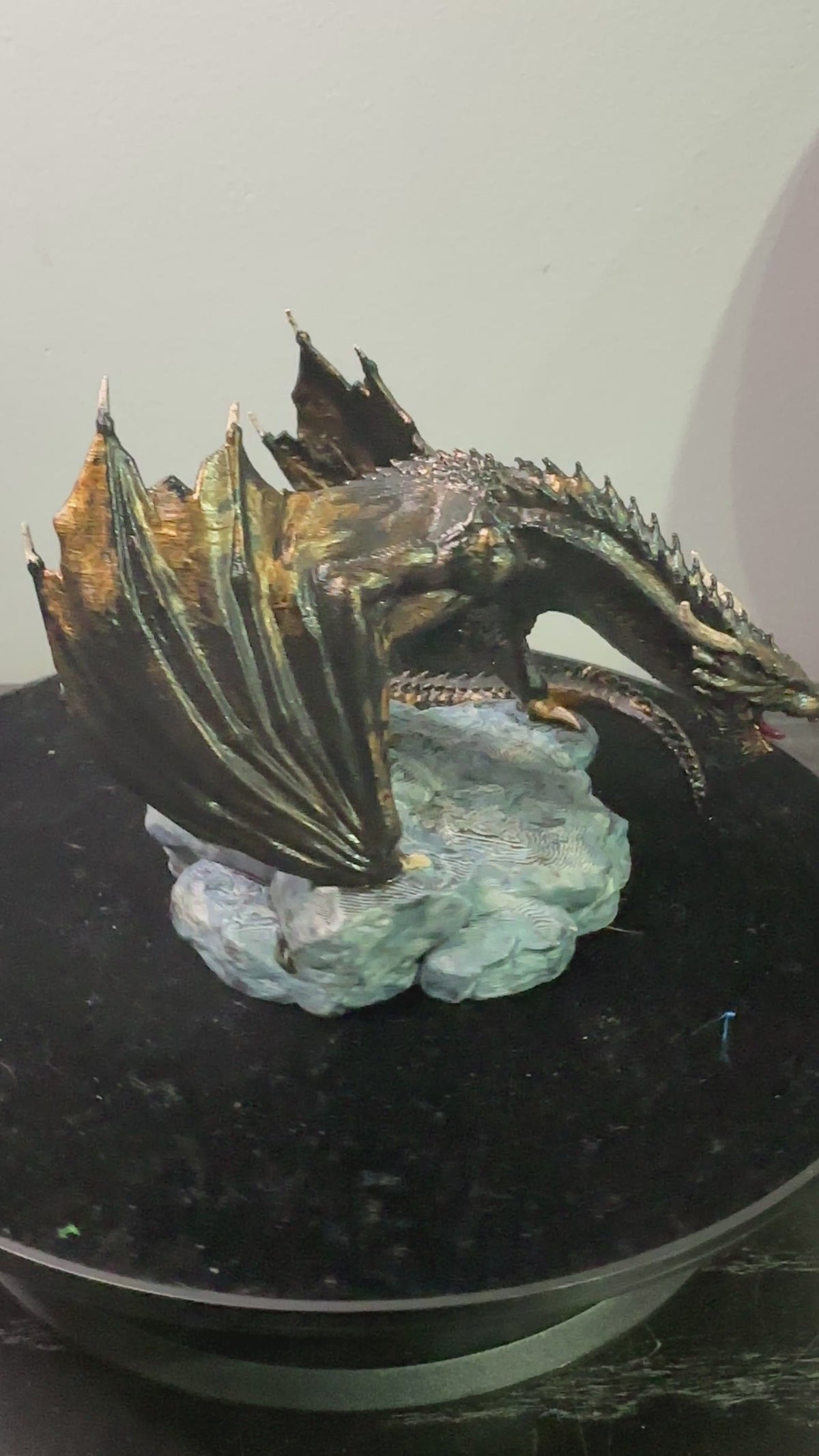 Ancient Bronze Dragon Miniature - Hand-Painted 3D Printed Tabletop Decor